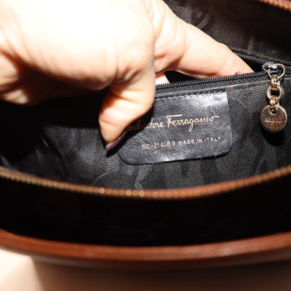 Salvatore Ferragamo Vintage Brown Leather Shoulder Bag Made in Italy - Picture 8 of 10
